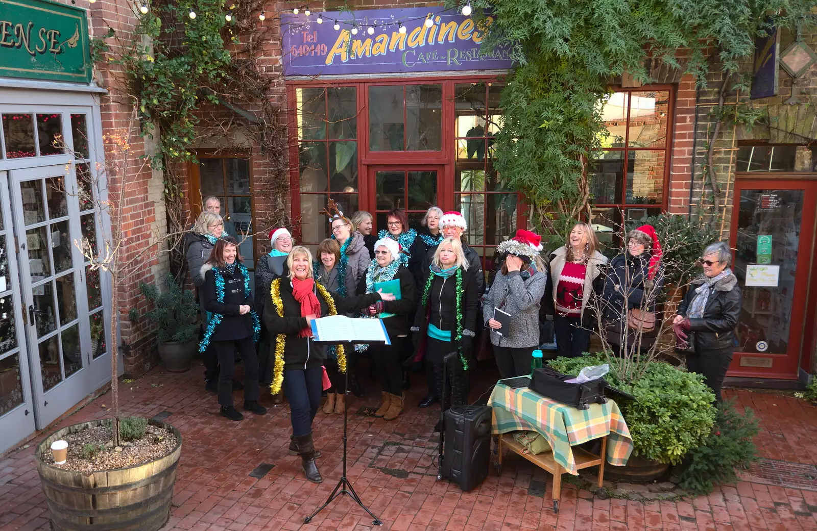 The choir does a warm up, from The St. Nicholas Street Fayre, Diss, Norfolk - 9th December 2018