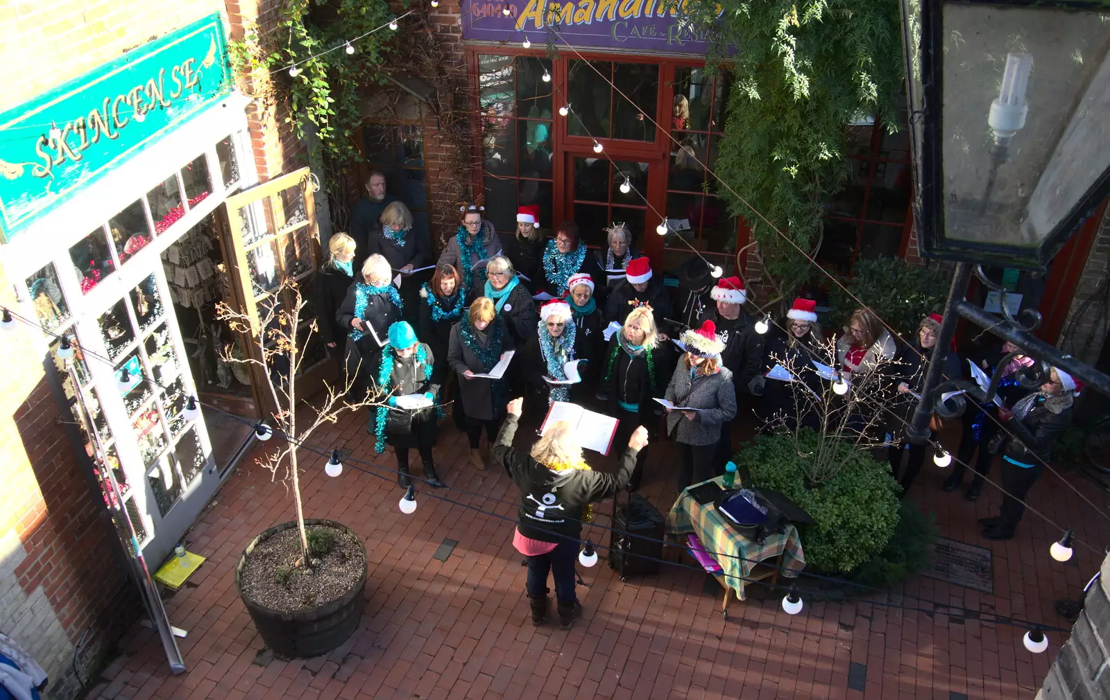 An aerial view of Norfolk Yard, from The St. Nicholas Street Fayre, Diss, Norfolk - 9th December 2018