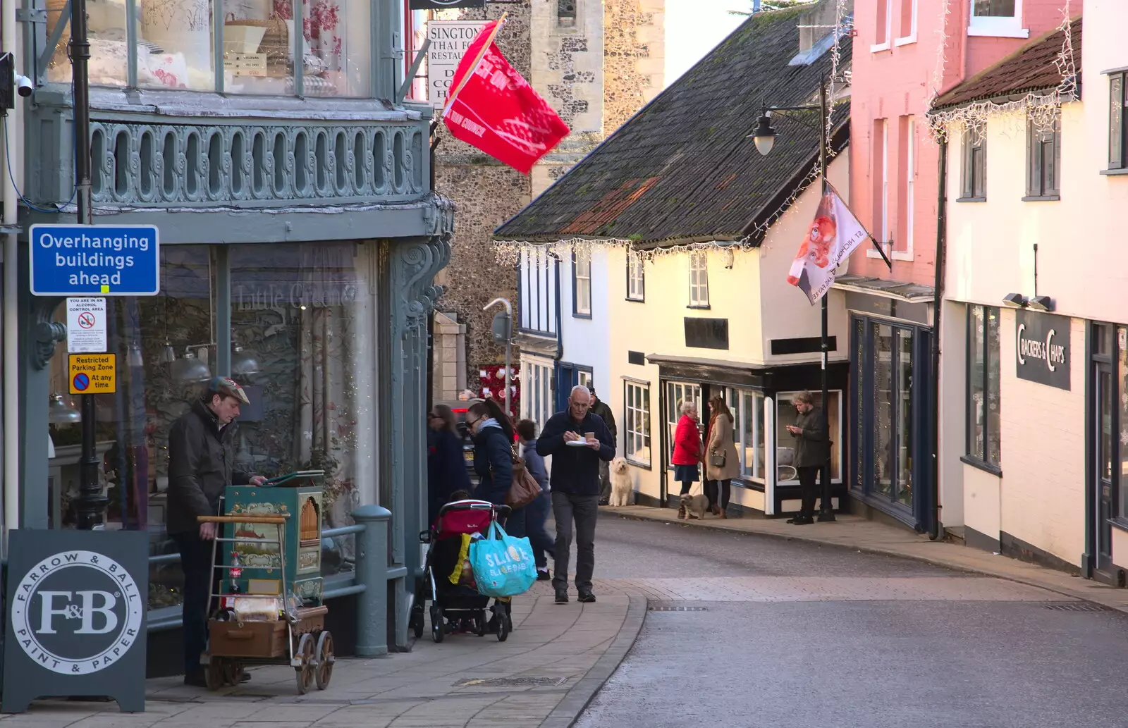 Organ grinder outside the Quartermaster's Stores, from The St. Nicholas Street Fayre, Diss, Norfolk - 9th December 2018