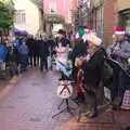 A band of Ukulele players in Norfolk Yard, The St. Nicholas Street Fayre, Diss, Norfolk - 9th December 2018