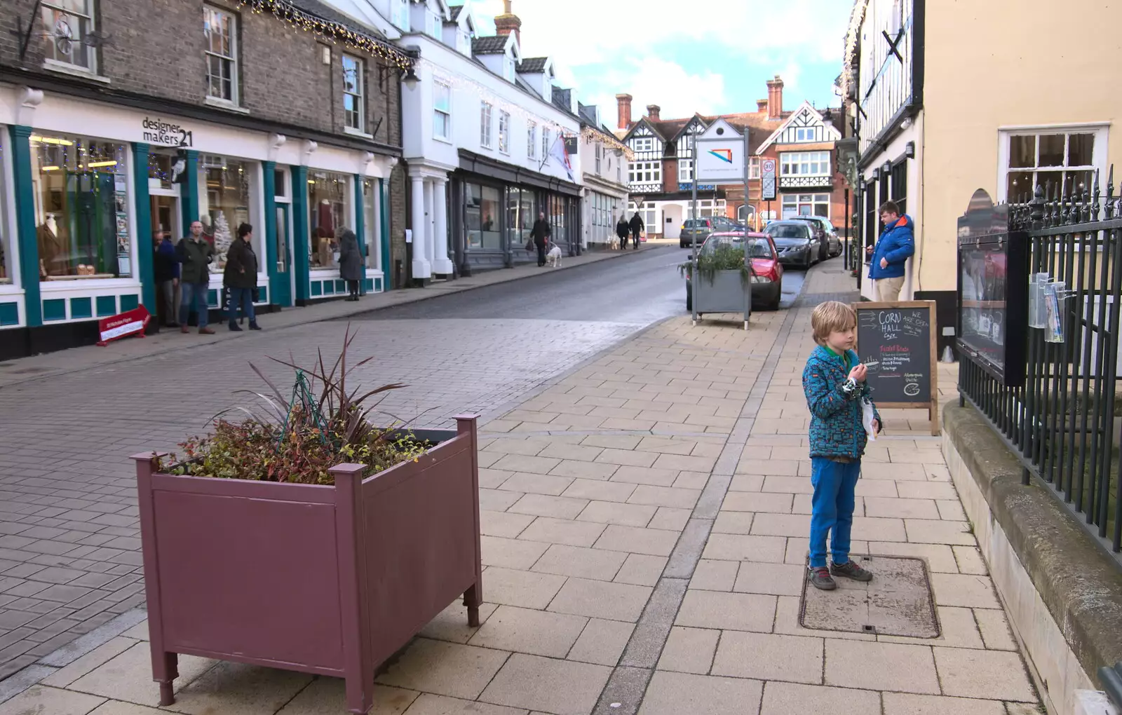 Harry outside the Corn Exchange, from The St. Nicholas Street Fayre, Diss, Norfolk - 9th December 2018