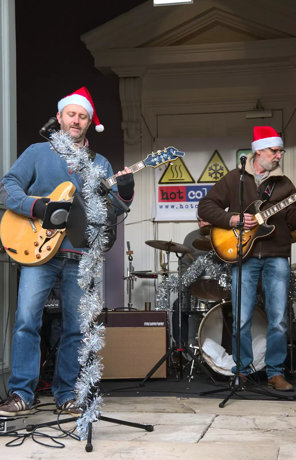 Hot Cold Ground blues band are still playing, from The St. Nicholas Street Fayre, Diss, Norfolk - 9th December 2018