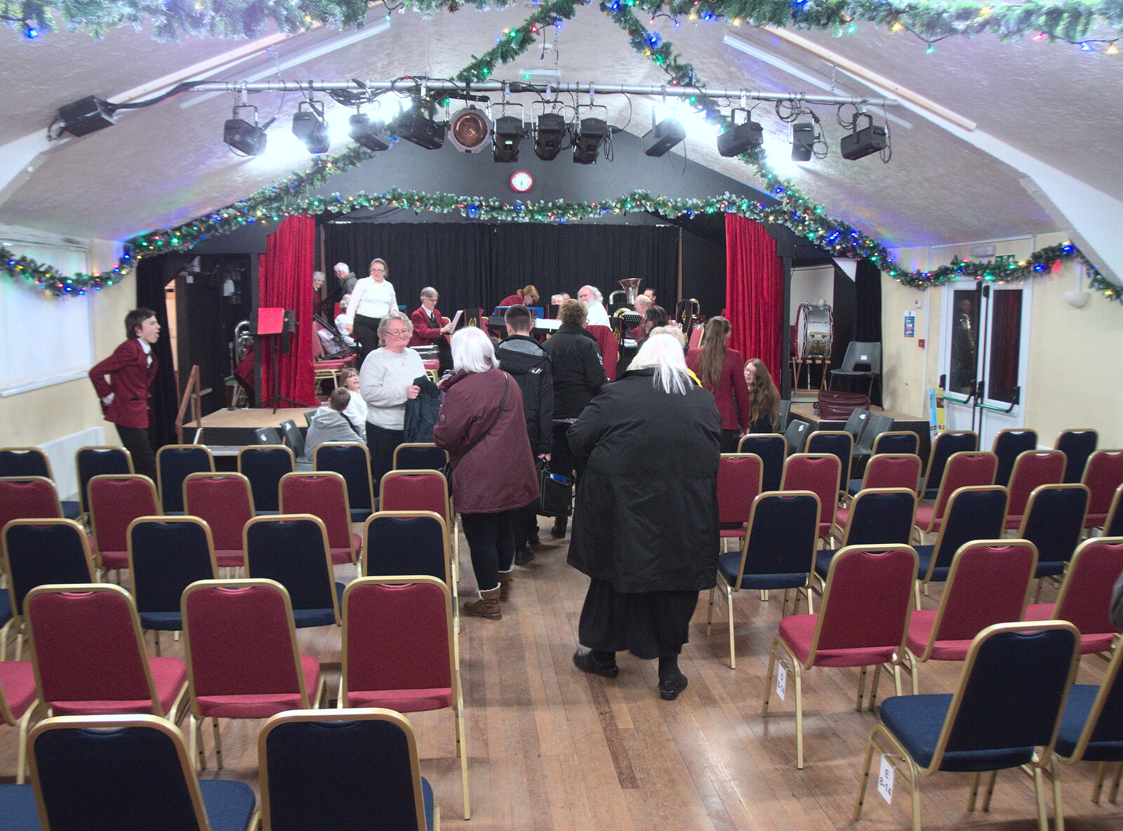 The band sets up early from The Gislingham Silver Band Christmas Concert, Gislingham, Suffolk - 11th December 2018