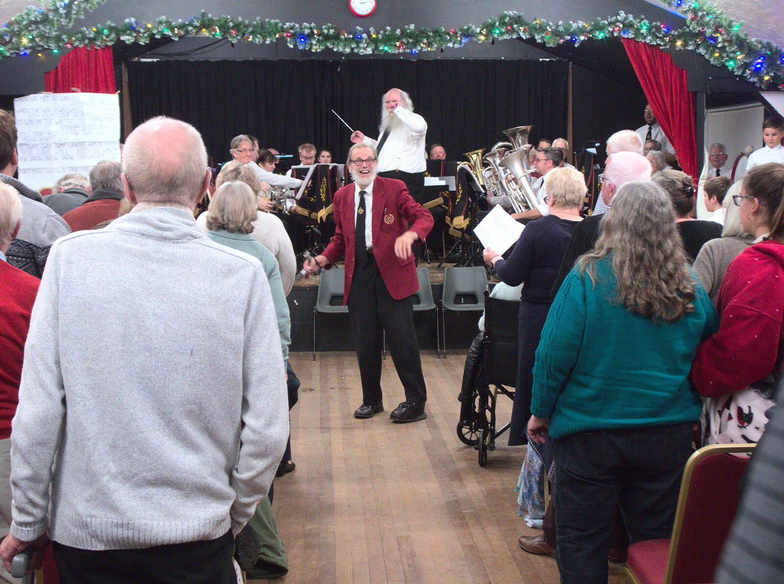 There's some crowd participation for a waltz from The Gislingham Silver Band Christmas Concert, Gislingham, Suffolk - 11th December 2018