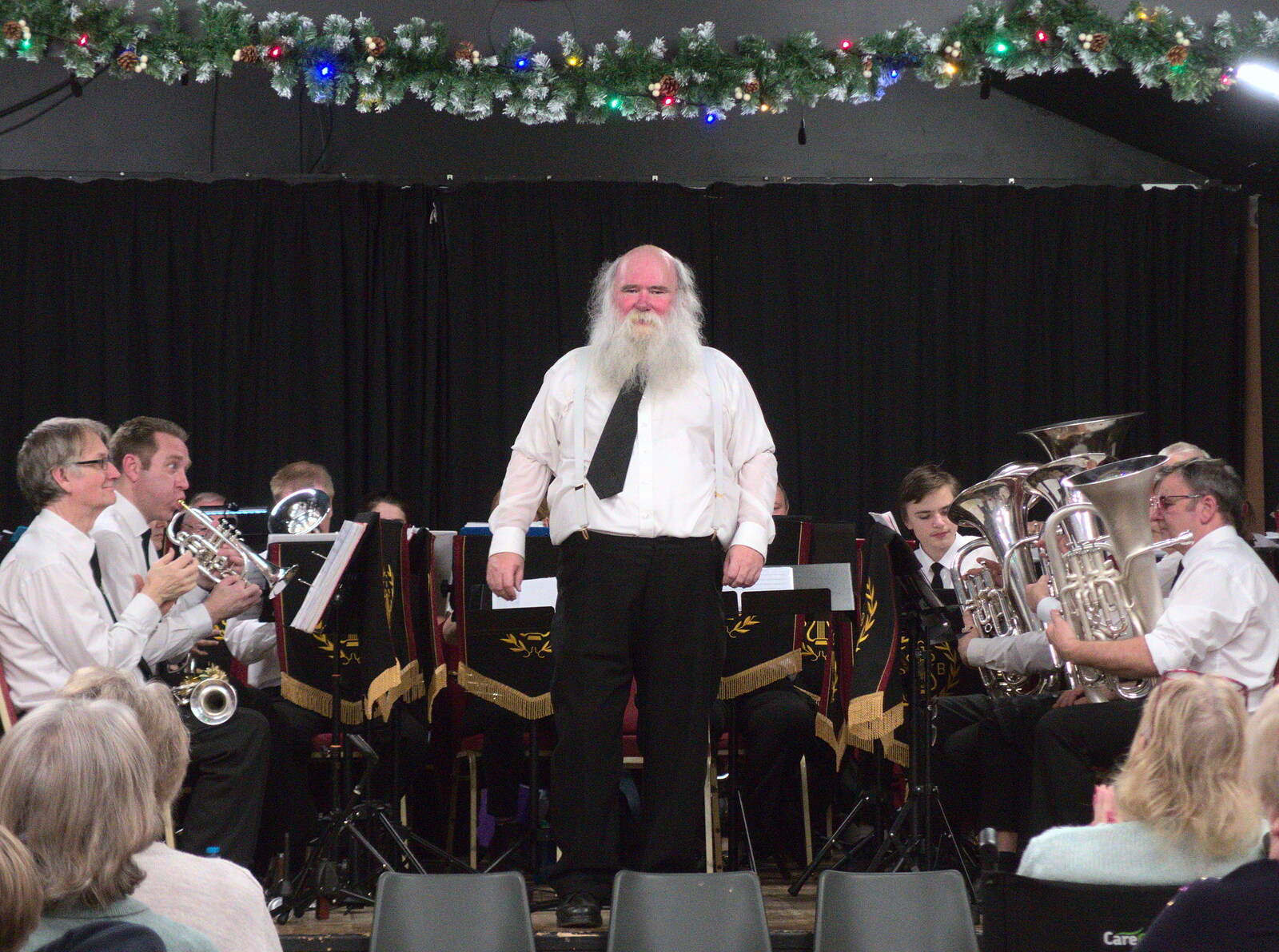 Adrian takes some applause from The Gislingham Silver Band Christmas Concert, Gislingham, Suffolk - 11th December 2018