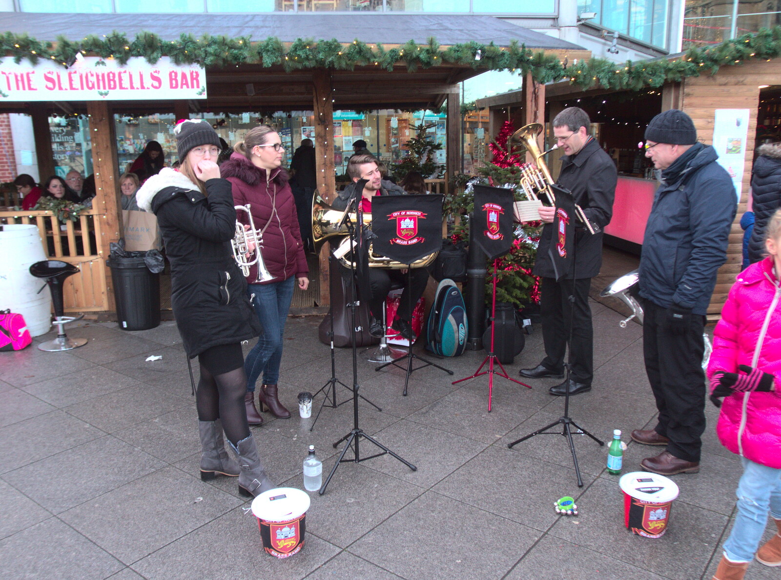 The City of Norwich Brass Band play at the Forum from A Spot of Christmas Shopping, Norwich, Norfolk - 16th December 2018
