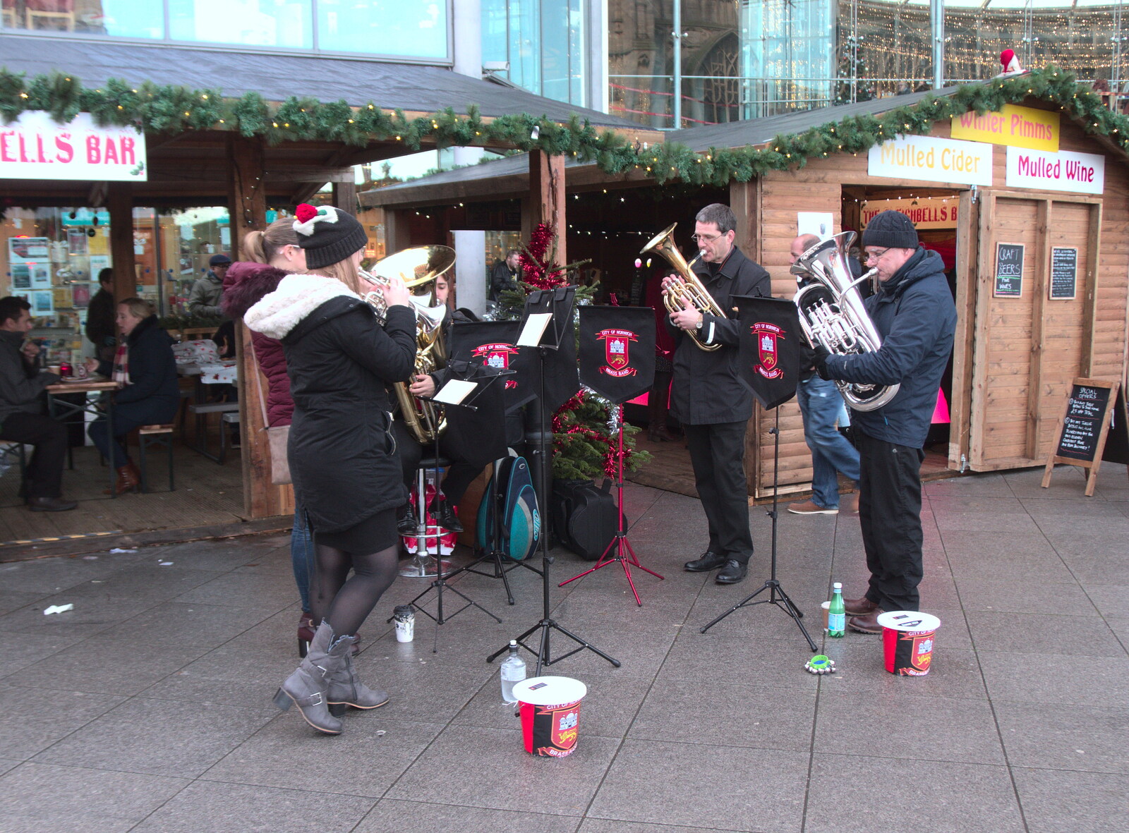 The City of Norwich Brass Band in action from A Spot of Christmas Shopping, Norwich, Norfolk - 16th December 2018