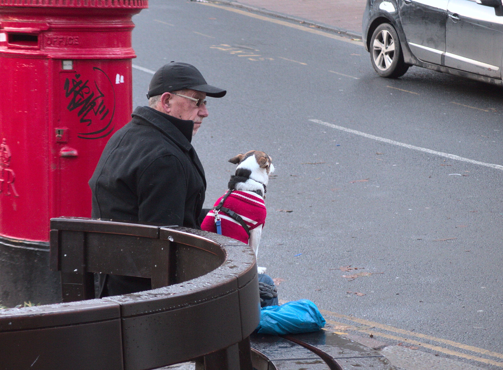 One man and his dog from A Spot of Christmas Shopping, Norwich, Norfolk - 16th December 2018