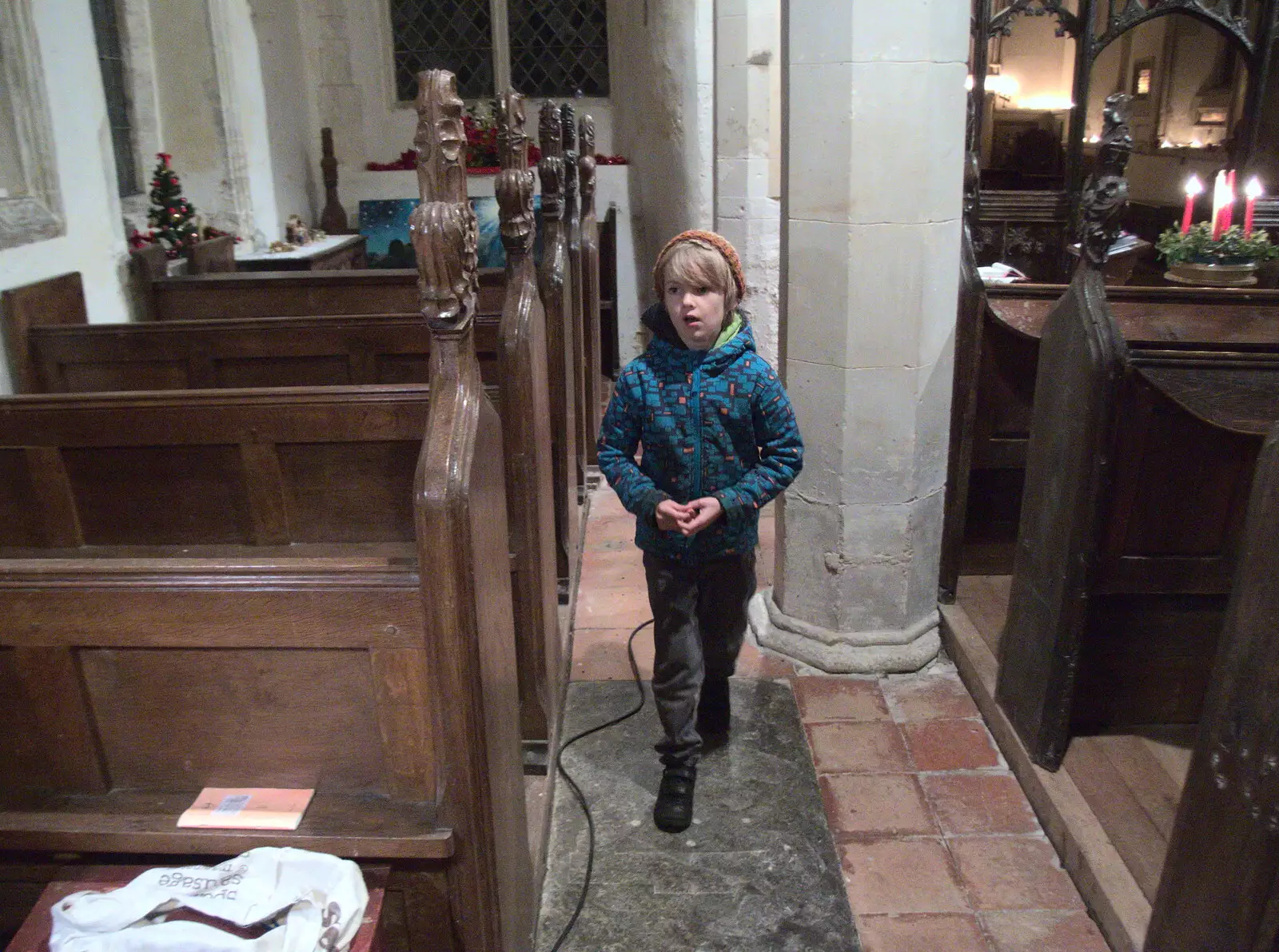 Harry roams around, from Christmas Carols at St. Margaret's, Thrandeston, Suffolk - 17th December 2018