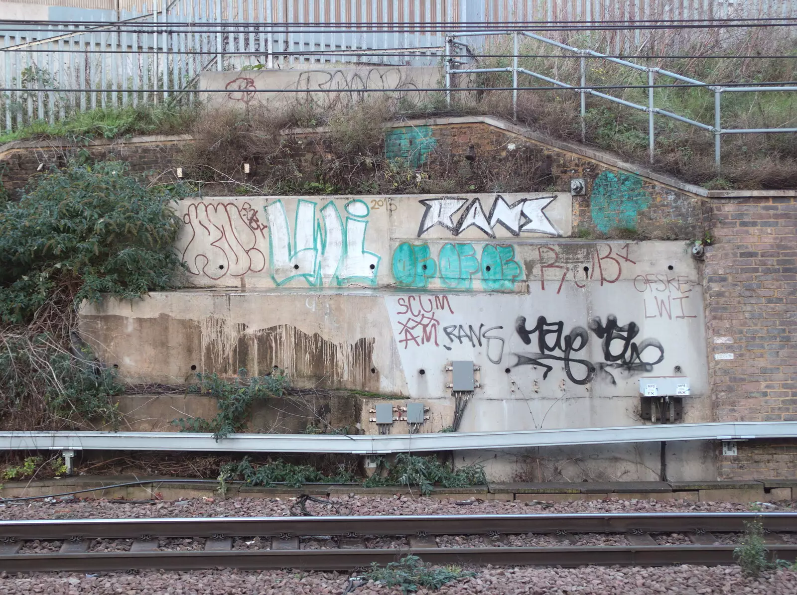 Railway graffiti, from Christmas Carols at St. Margaret's, Thrandeston, Suffolk - 17th December 2018