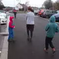 Crossing the car park, Christmas at Grandma J's, Spreyton, Devon - 25th December 2018