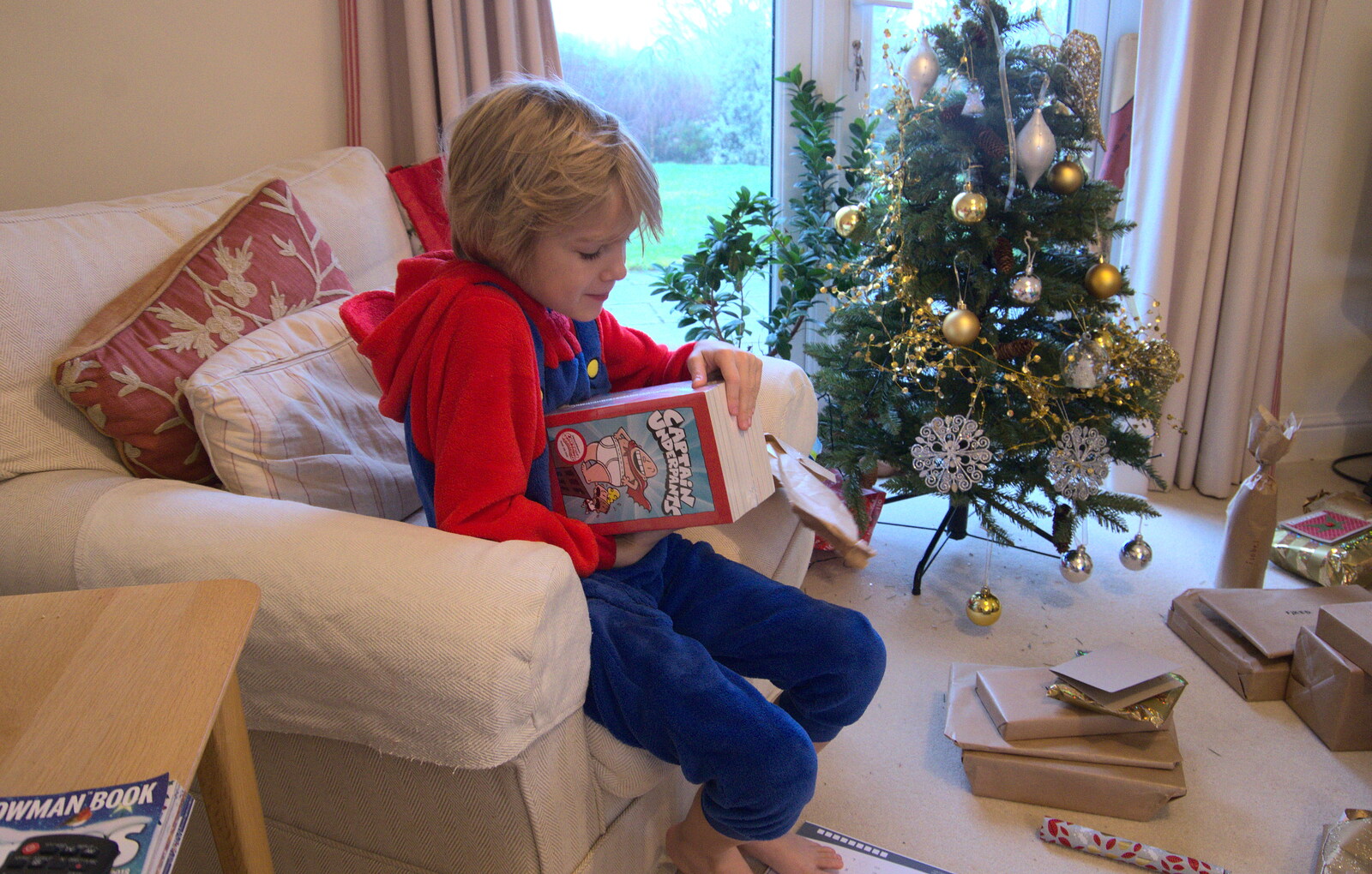Harry's got a whole set of Captain Underpants from Christmas at Grandma J's, Spreyton, Devon - 25th December 2018