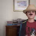 Fred's fake moustache and hat echo his tee-shirt, Christmas at Grandma J's, Spreyton, Devon - 25th December 2018