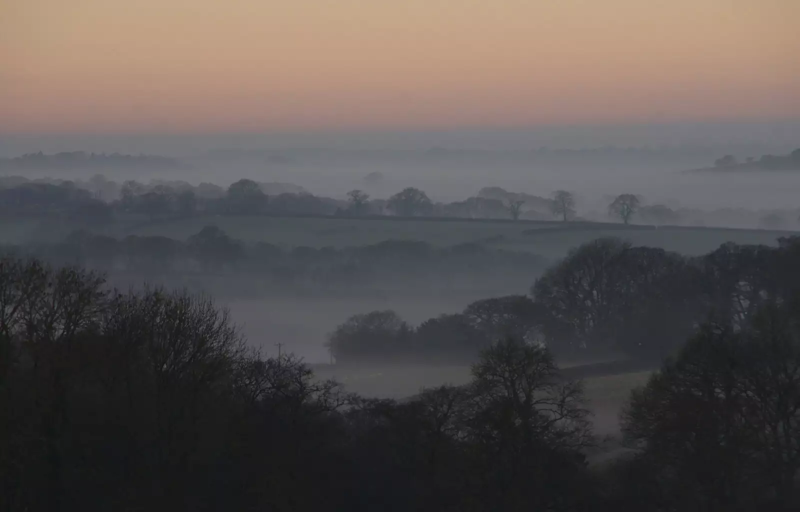 A misty view over the Taw Valley from Grandma J's, from Boxing Day in Devon, Spreyton, Devon - 26th December 2018