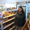 Isobel looks surprised in the village shop, Boxing Day in Devon, Spreyton, Devon - 26th December 2018