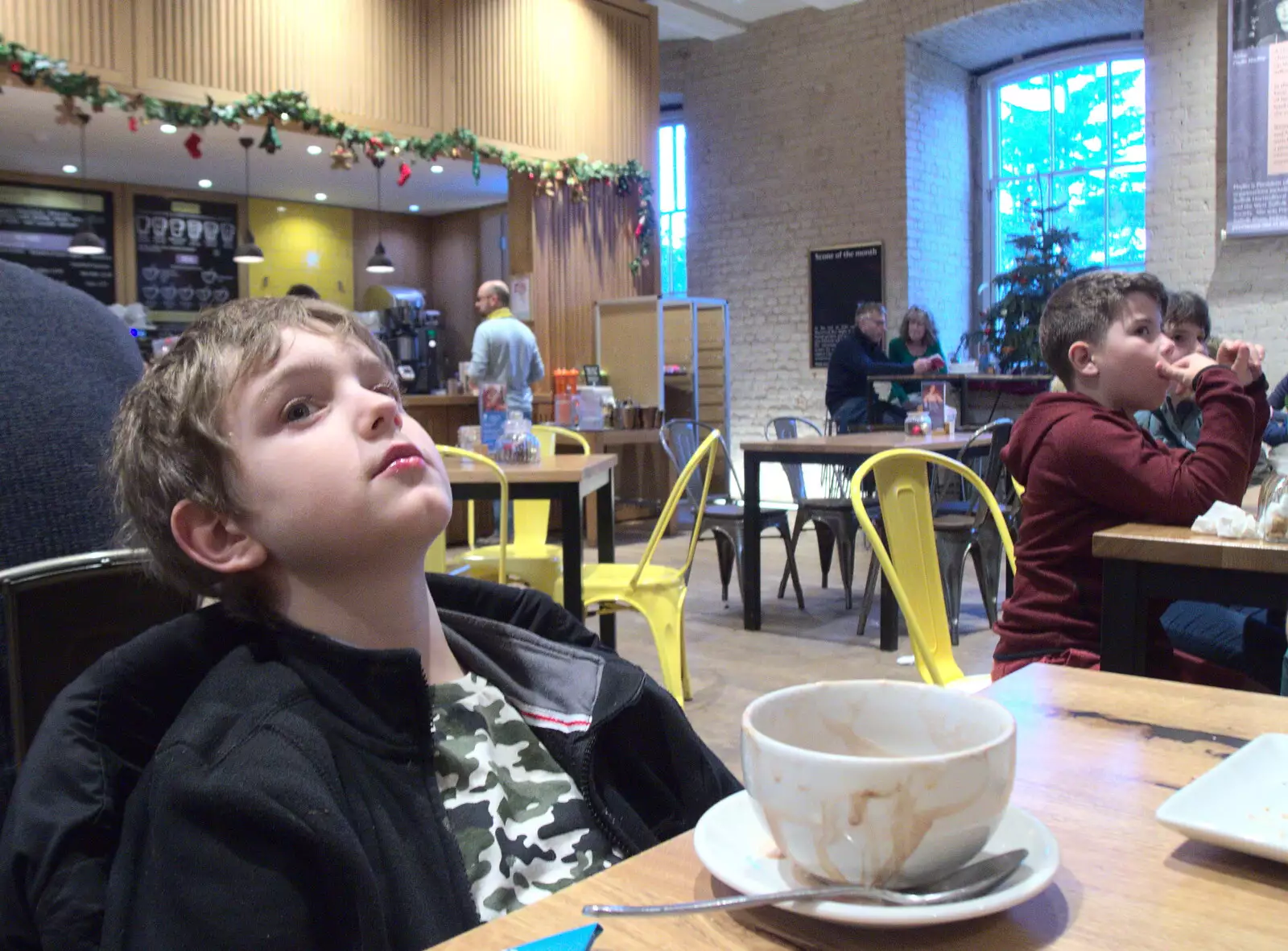 Fred's got a bit of ennui in the NT café, from Ickworth House, Horringer, Suffolk - 29th December 2018