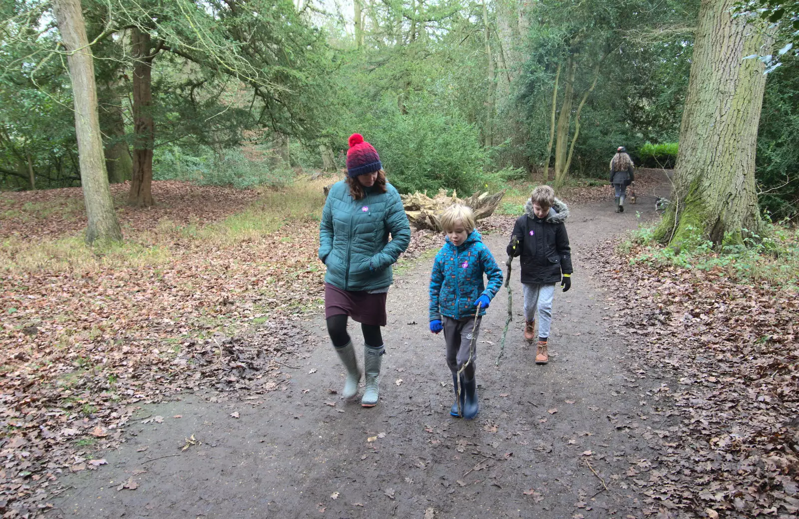 The gang wander through the woods, from Ickworth House, Horringer, Suffolk - 29th December 2018