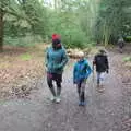 The gang wander through the woods, Ickworth House, Horringer, Suffolk - 29th December 2018