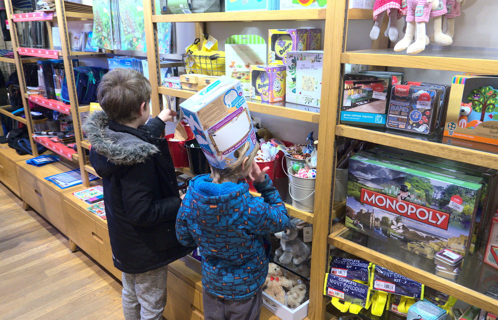 Fred and Harry in the National Trust shop from Ickworth House, Horringer, Suffolk - 29th December 2018