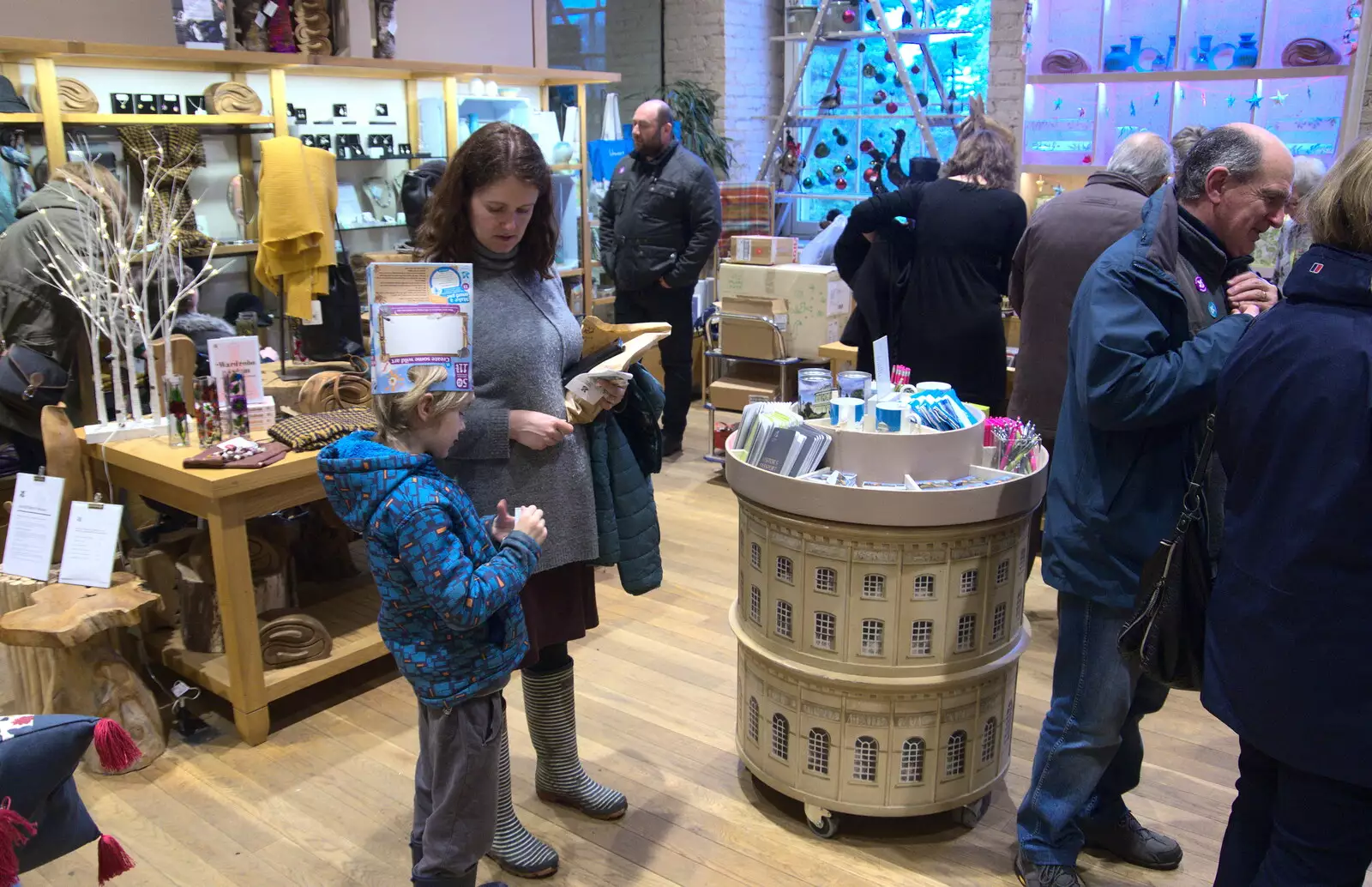 Harry and Isobel in the shop, from Ickworth House, Horringer, Suffolk - 29th December 2018