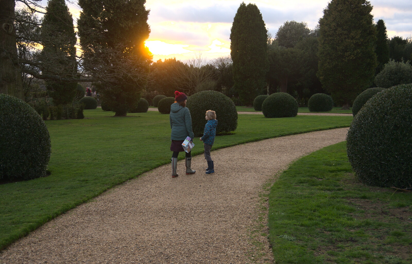 Isobel and Harry in the sunset from Ickworth House, Horringer, Suffolk - 29th December 2018