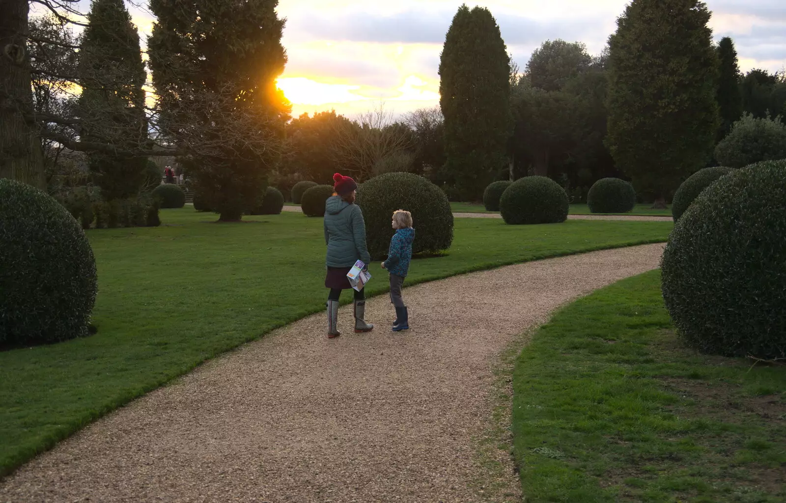 Isobel and Harry in the sunset, from Ickworth House, Horringer, Suffolk - 29th December 2018