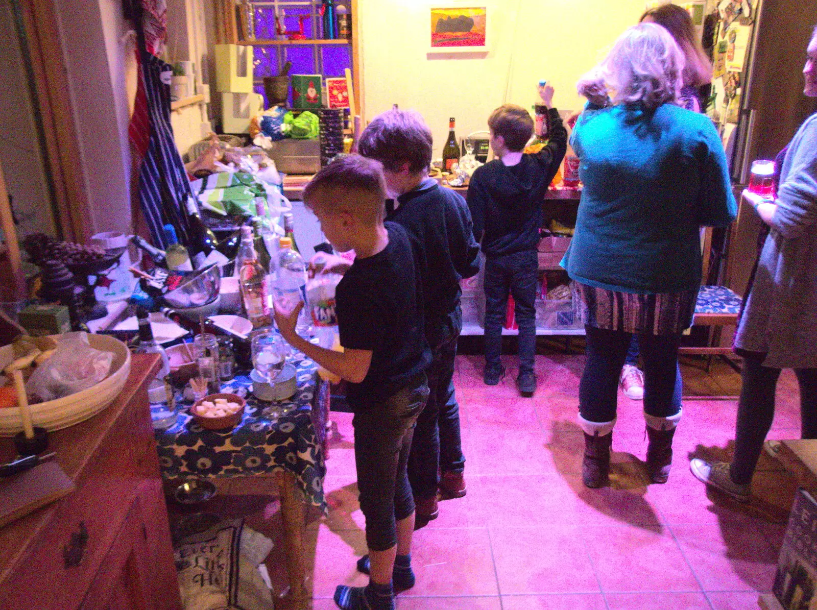 Small boys are helping themselves to fizzy drinks, from New Year's Eve and Day, Brome, Suffolk - 1st January 2019