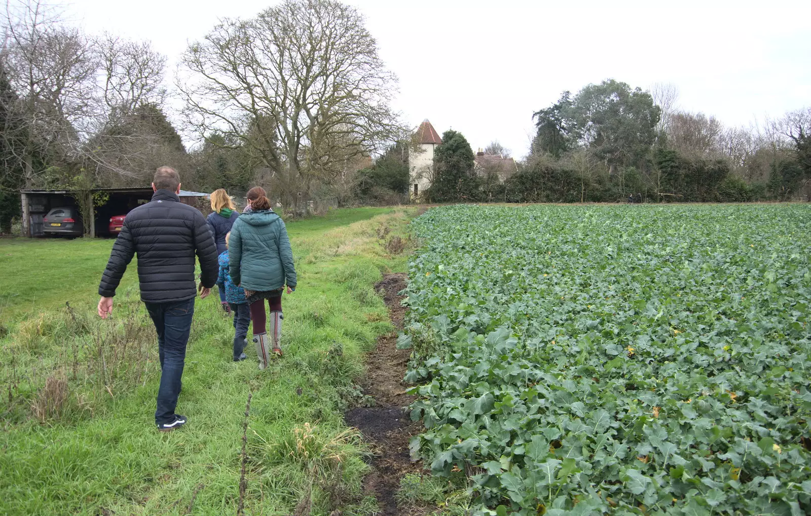 Janet and James head out for a walk up to the church, from New Year's Eve and Day, Brome, Suffolk - 1st January 2019