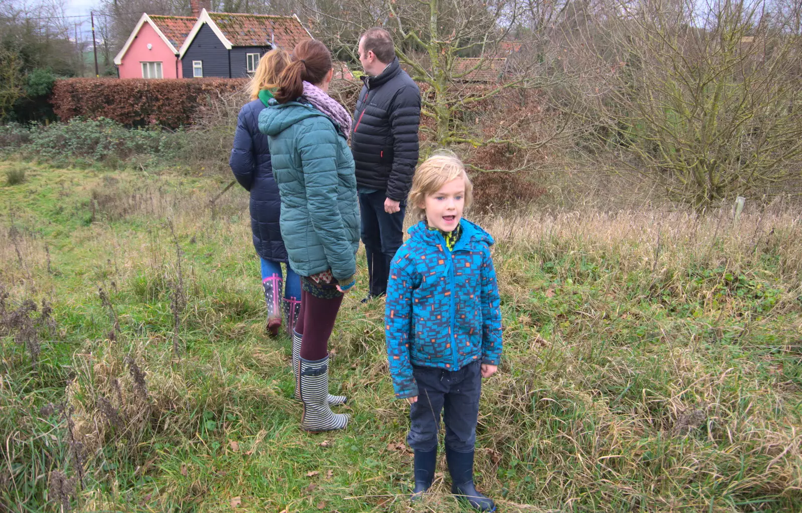 Harry shouts about something, from New Year's Eve and Day, Brome, Suffolk - 1st January 2019