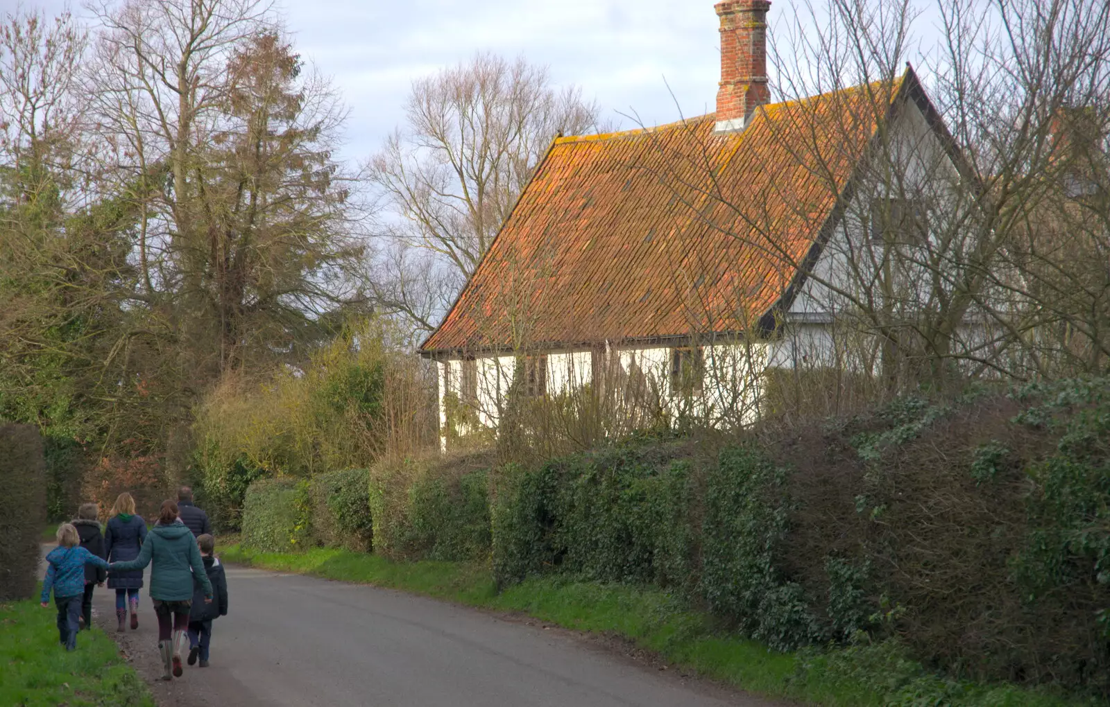 We walk back up the lane, past Dr. Vickary's house, from New Year's Eve and Day, Brome, Suffolk - 1st January 2019