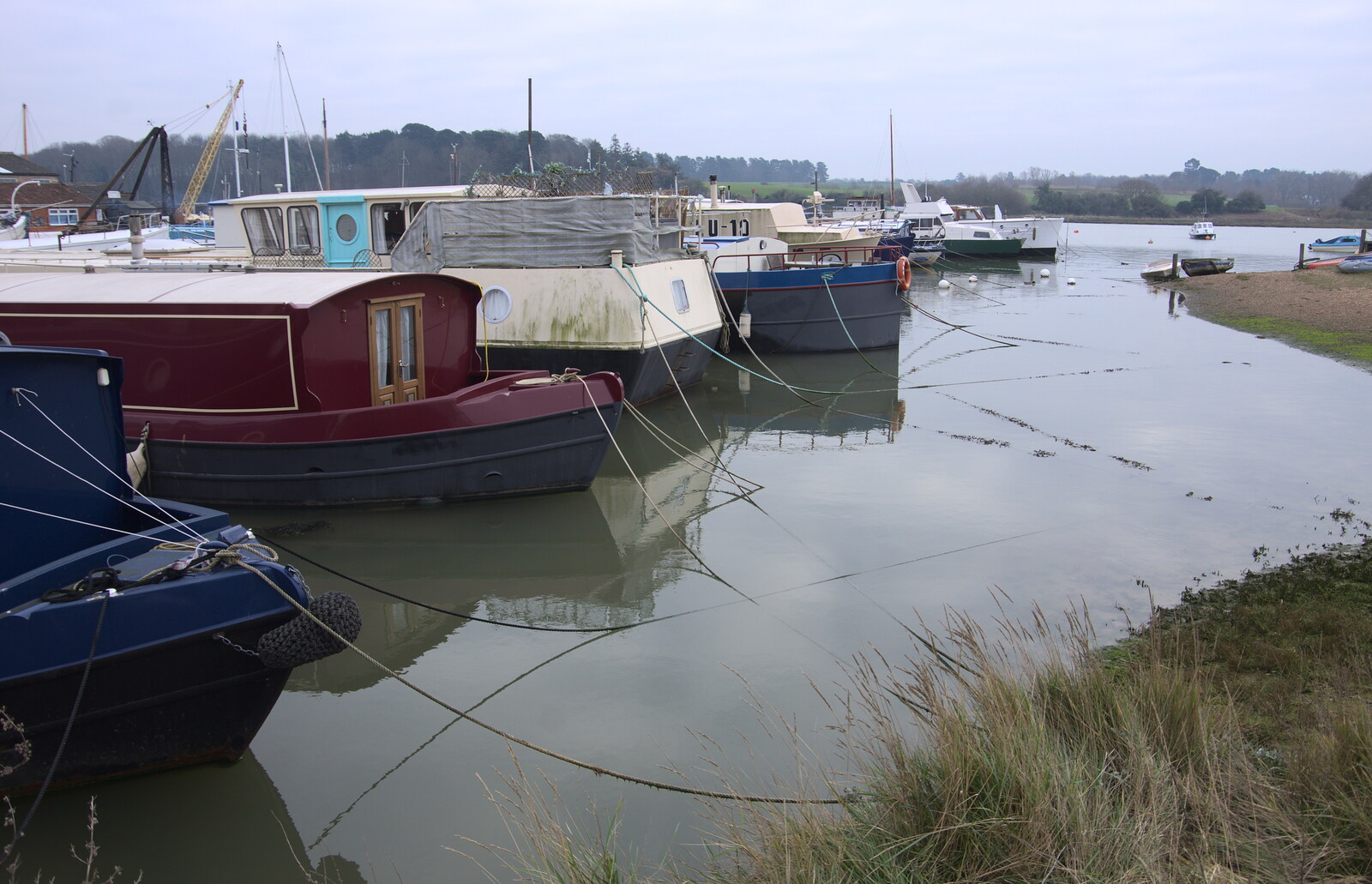 Boats in the river from A Postcard From Woodbridge, Suffolk - 4th January 2019