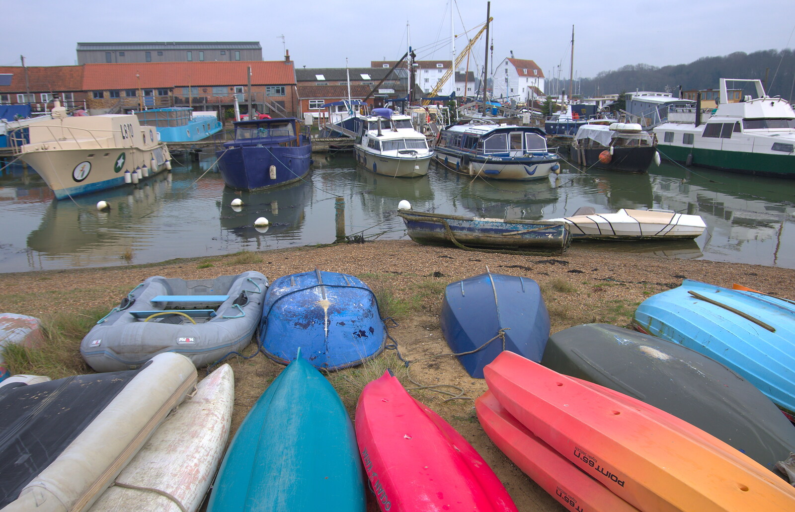Brightly-coloured canoes from A Postcard From Woodbridge, Suffolk - 4th January 2019