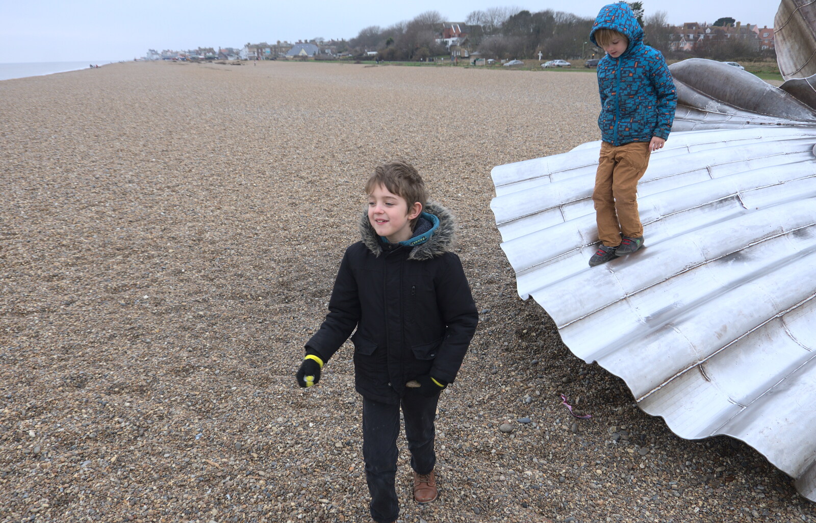 Fred and Harry mess around from A Postcard from Aldeburgh, Suffolk - 6th January 2019