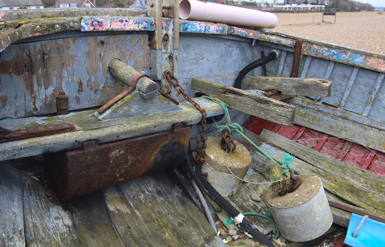 Wrecked fishing boat, and old concrete weights from A Postcard from Aldeburgh, Suffolk - 6th January 2019