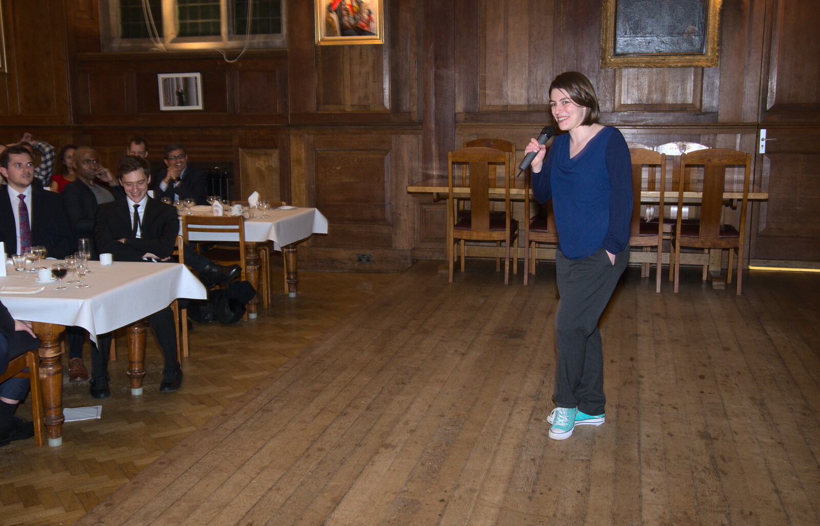 Anita does an anecdote from SwiftKey's Ten Year Anniversary Reunion, Selwyn College, Cambridge - 11th January 2019