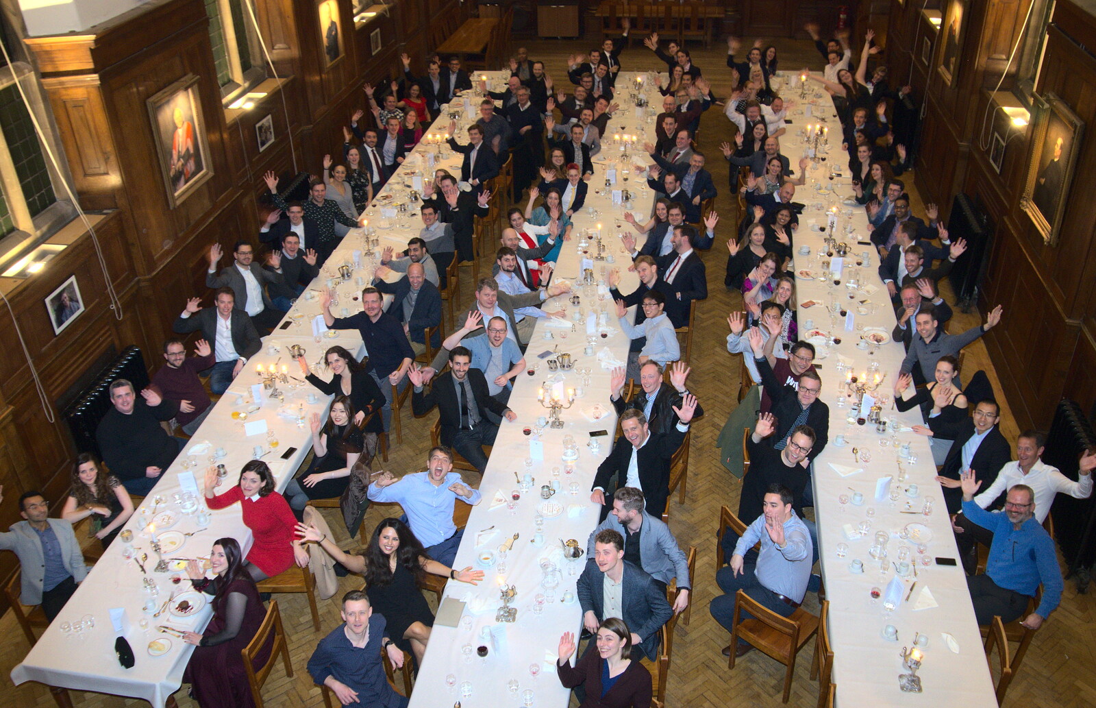 The room waves from SwiftKey's Ten Year Anniversary Reunion, Selwyn College, Cambridge - 11th January 2019