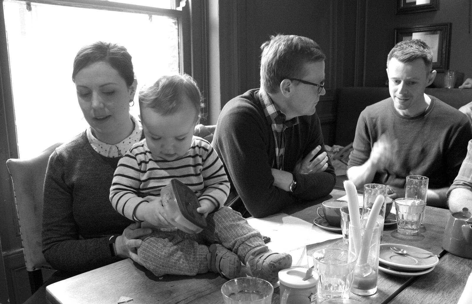 Ruth and her baby from The SwiftKey Reunion Brunch, Regent Street, Cambridge - 12th January 2019