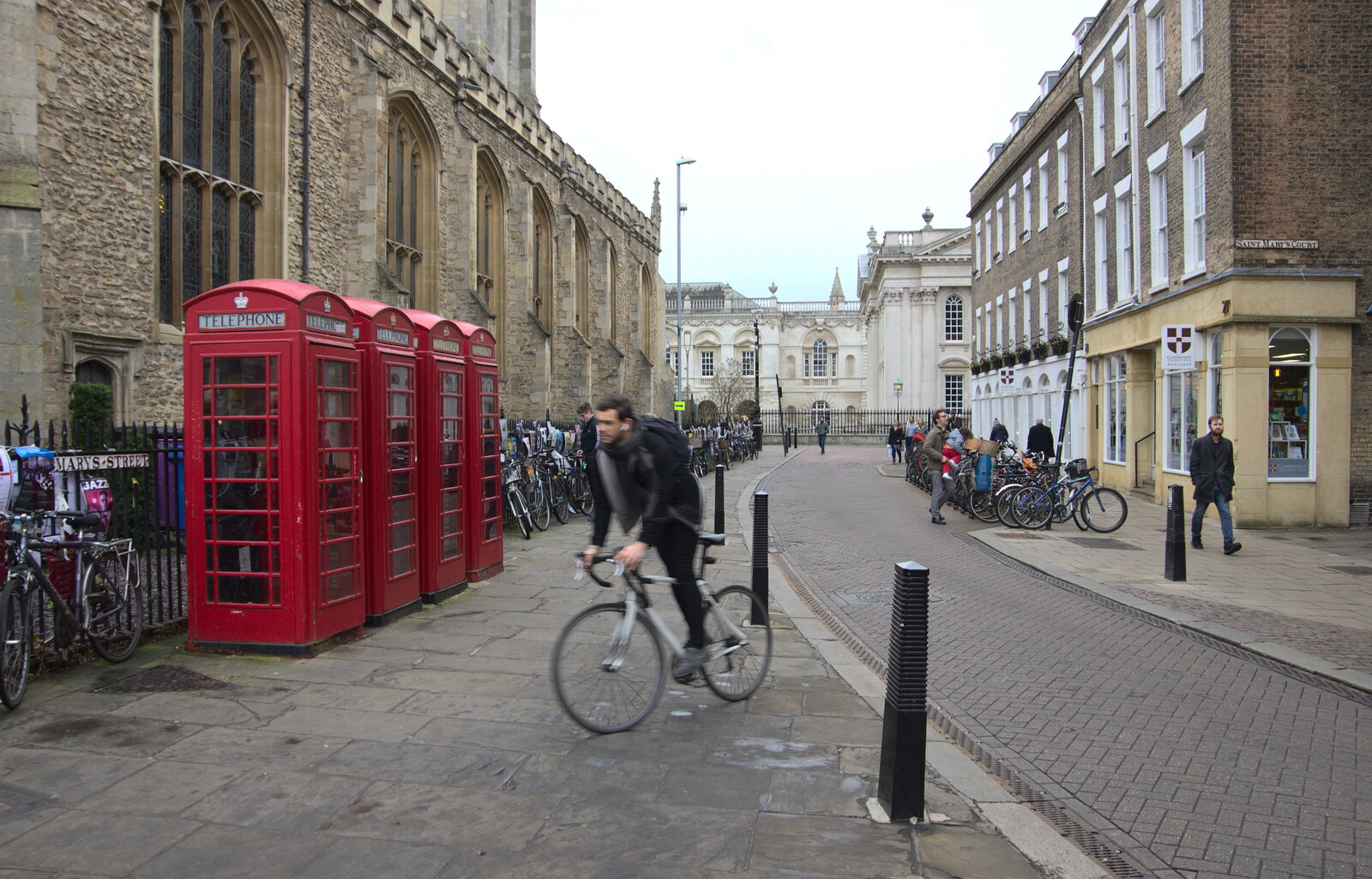 The four K6 phoneboxes and a bit of Great St. Mary from The SwiftKey Reunion Brunch, Regent Street, Cambridge - 12th January 2019