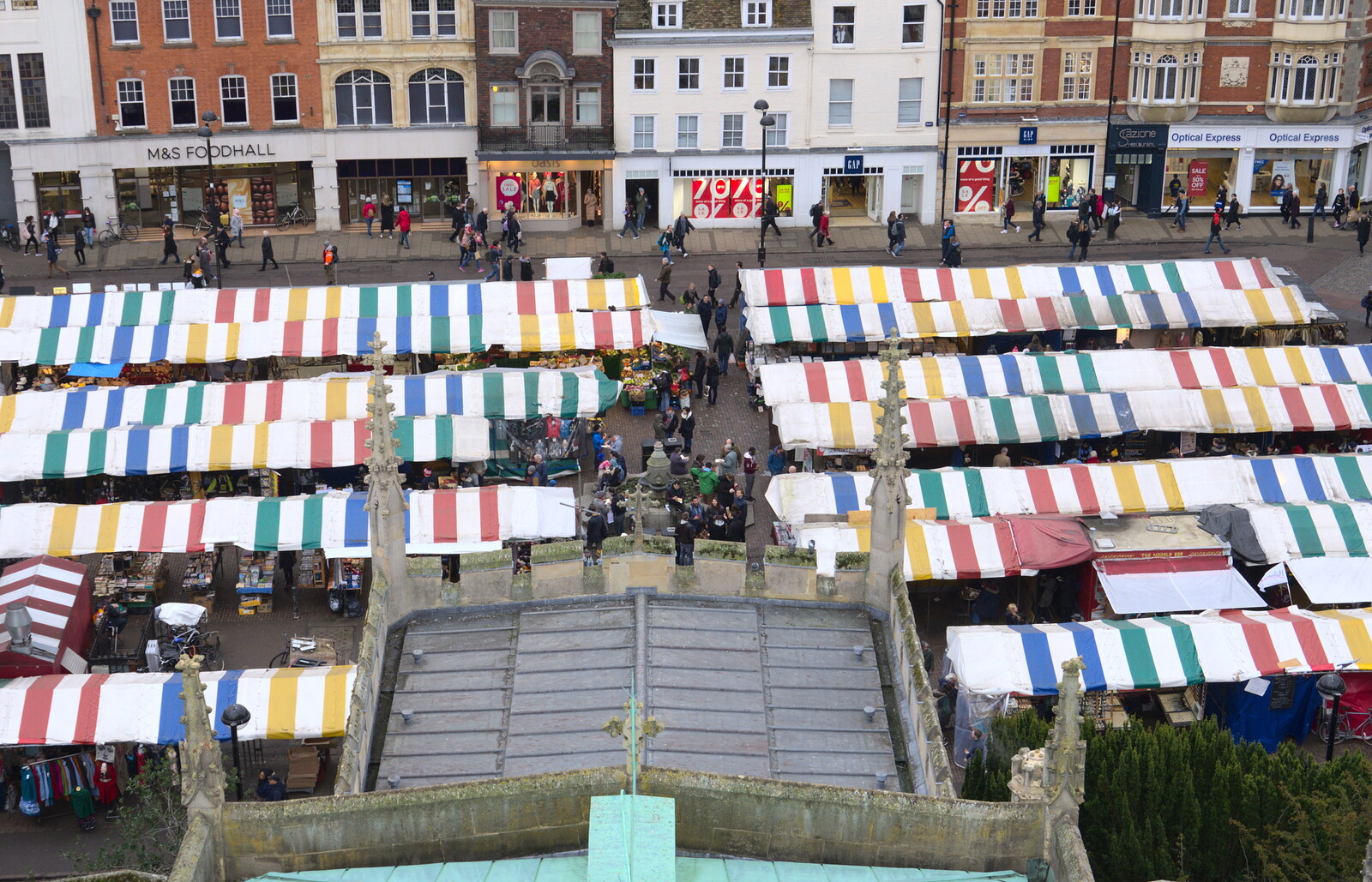 The stripey market stall roofs of Cambridge from The SwiftKey Reunion Brunch, Regent Street, Cambridge - 12th January 2019