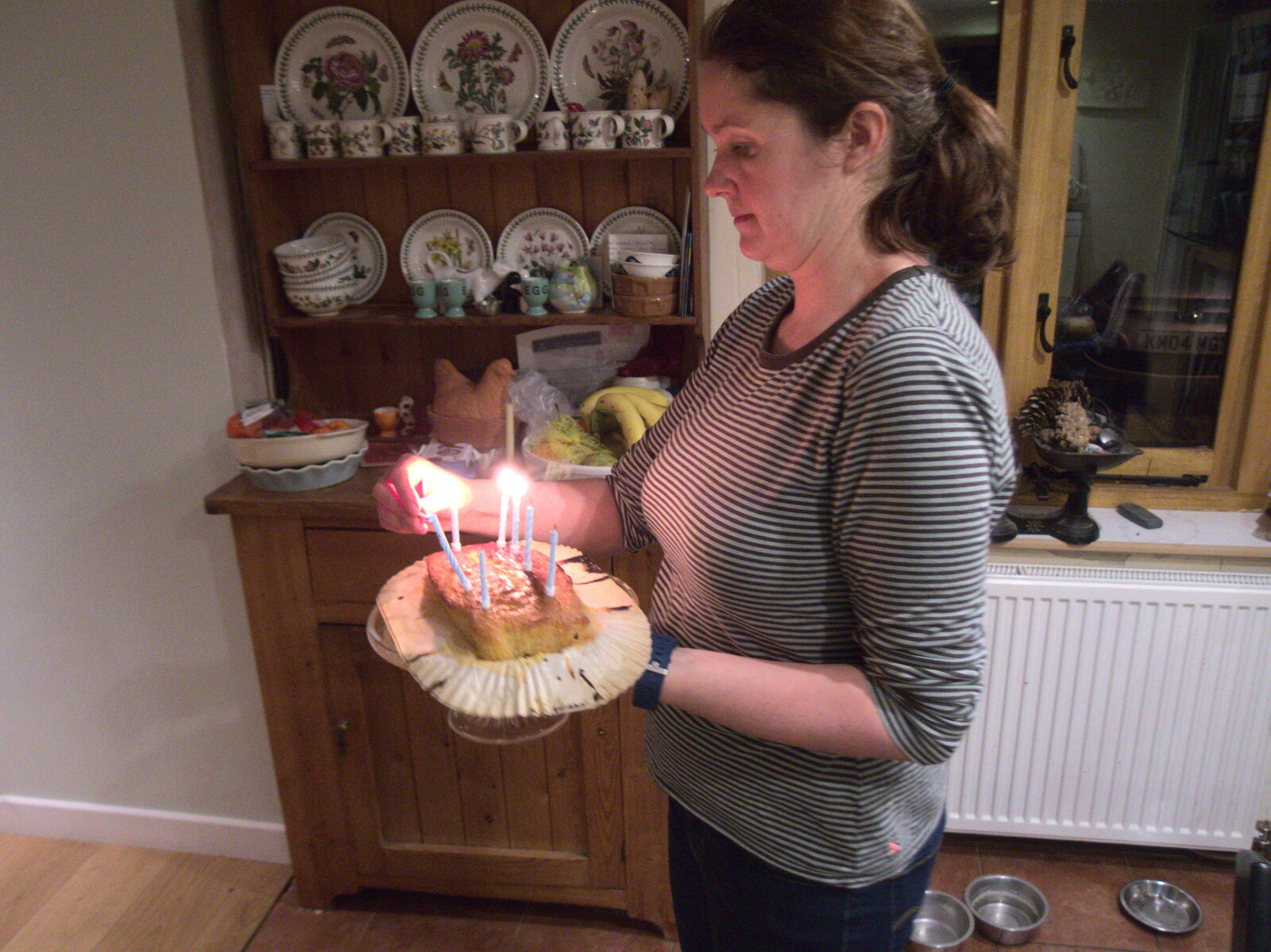 Isobel brings a cake out from The G-Unit's Birthday, Brome, Suffolk - 20th January 2019