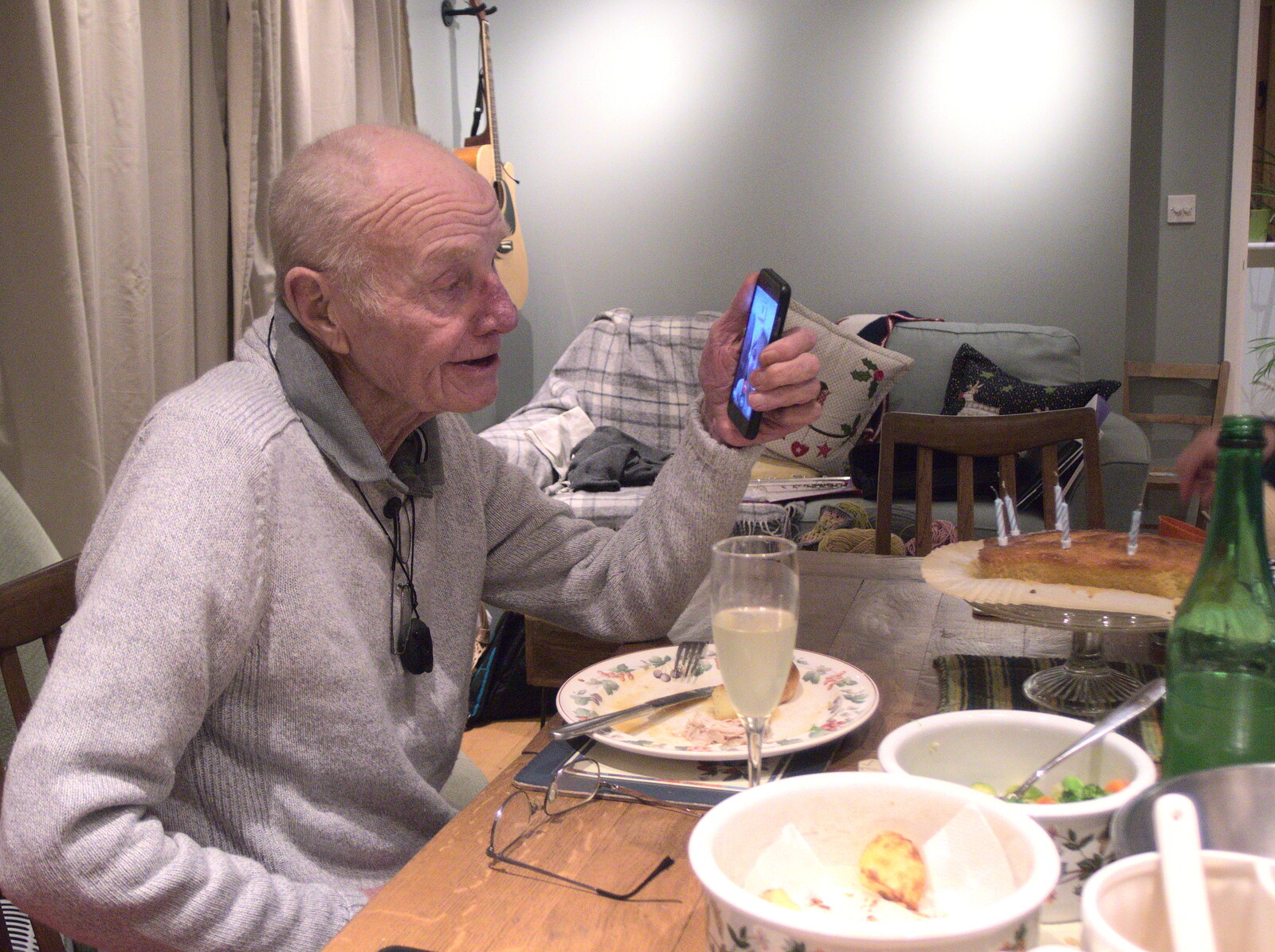 Grandad video-conferences with Sis from The G-Unit's Birthday, Brome, Suffolk - 20th January 2019