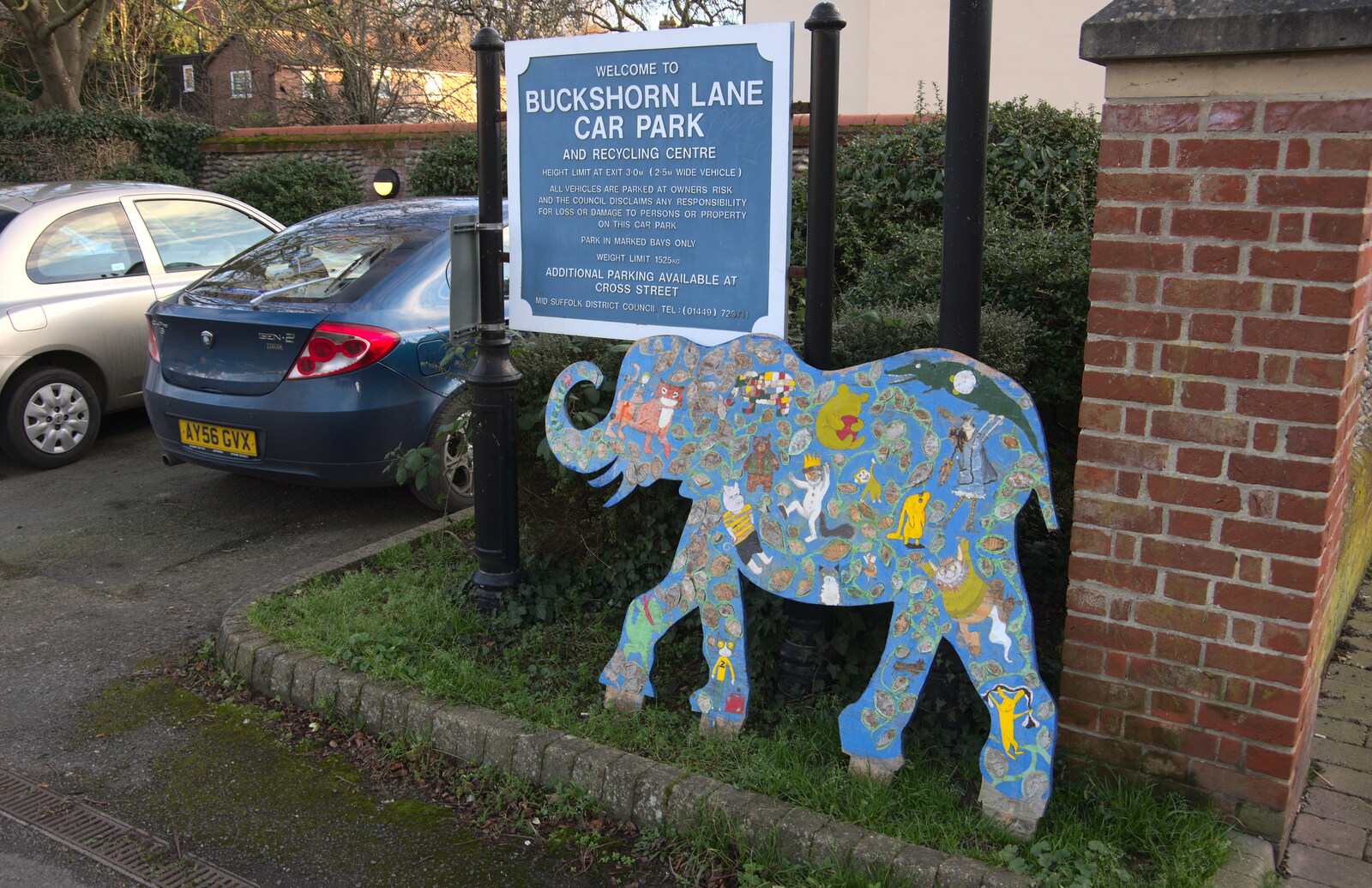 The elephant is now in the car park from A Wintry Trip Down South, Walkford, Dorset - 1st February 2019