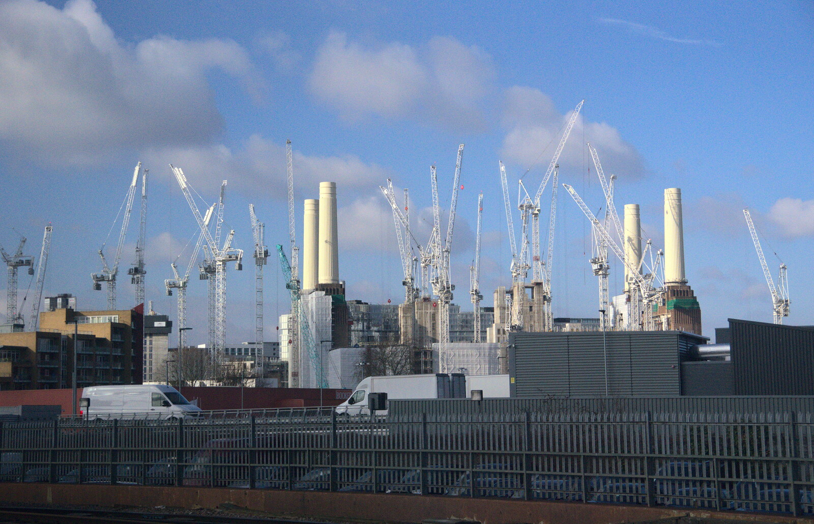 Battersea Power station is a forest of cranes from A Wintry Trip Down South, Walkford, Dorset - 1st February 2019