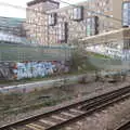 Loads of tags on a bridge near Stratford, Railway Graffiti, Tower Hamlets, London - 12th February 2019