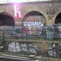 Lord Nomad and Deams tags are getting crowded out, Railway Graffiti, Tower Hamlets, London - 12th February 2019