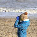 Harry makes binoculars out of his hands, A Trip to Dunwich Heath, Dunwich, Suffolk - 17th February 2019