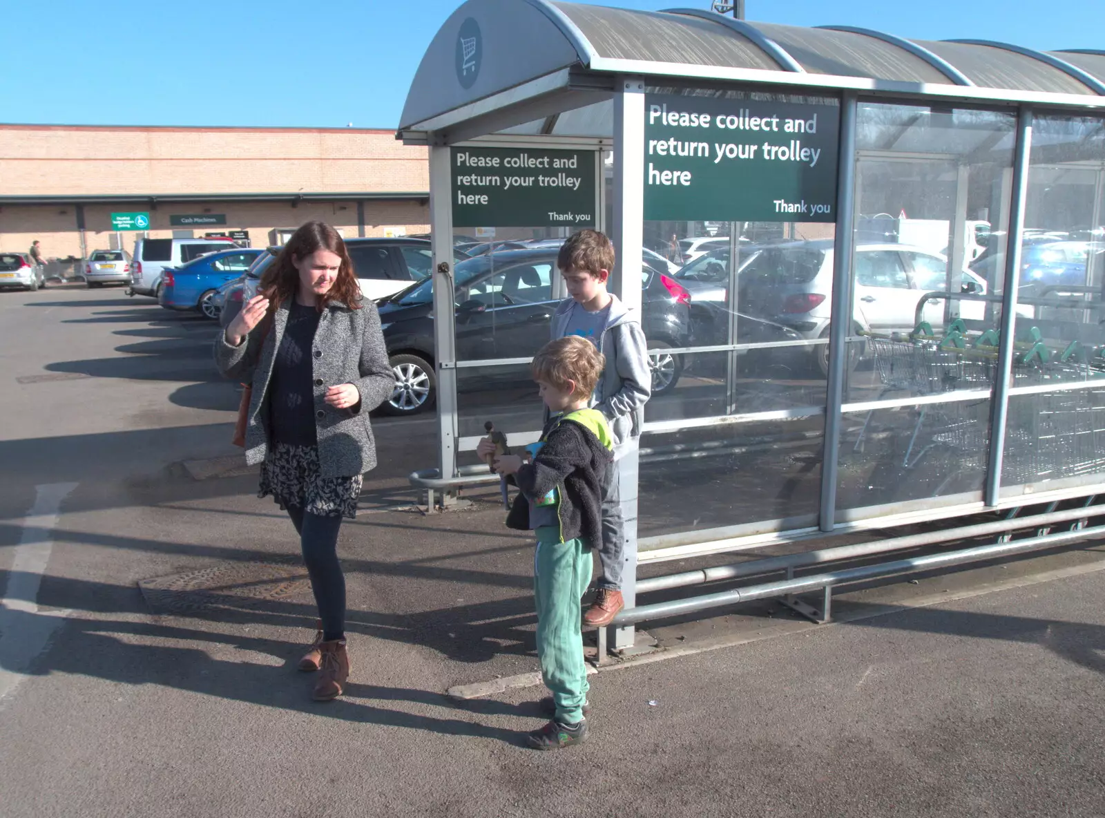 The gang in Morrisons car park, from Diss Express Photos and a Garden Den, Eye, Suffolk - 23rd February 2019