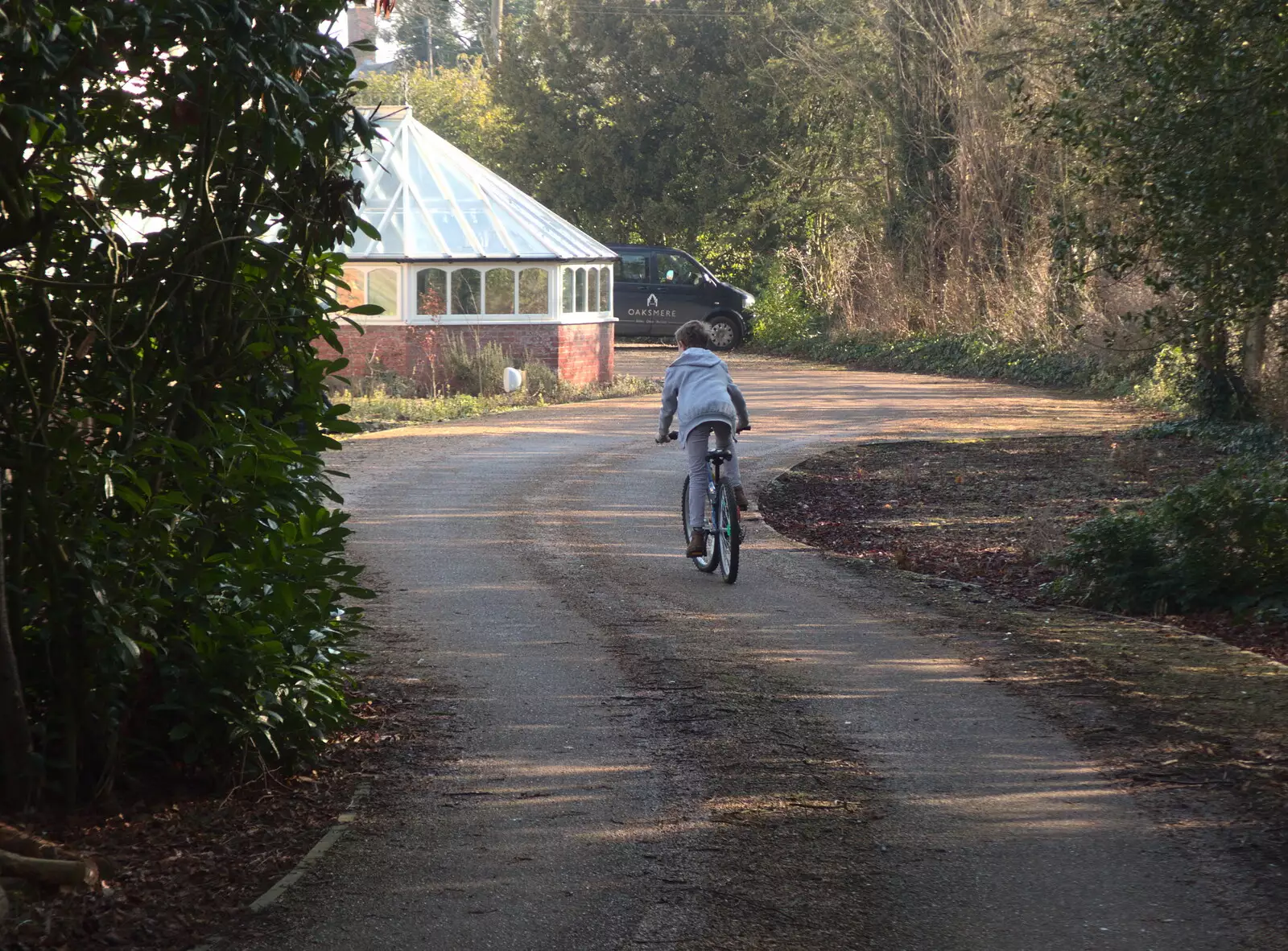 Fred cycles around the Oaksmere, from Diss Express Photos and a Garden Den, Eye, Suffolk - 23rd February 2019