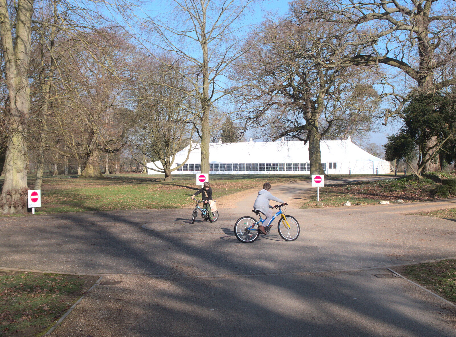 The boys spin around the roundabout from Diss Express Photos and a Garden Den, Eye, Suffolk - 23rd February 2019