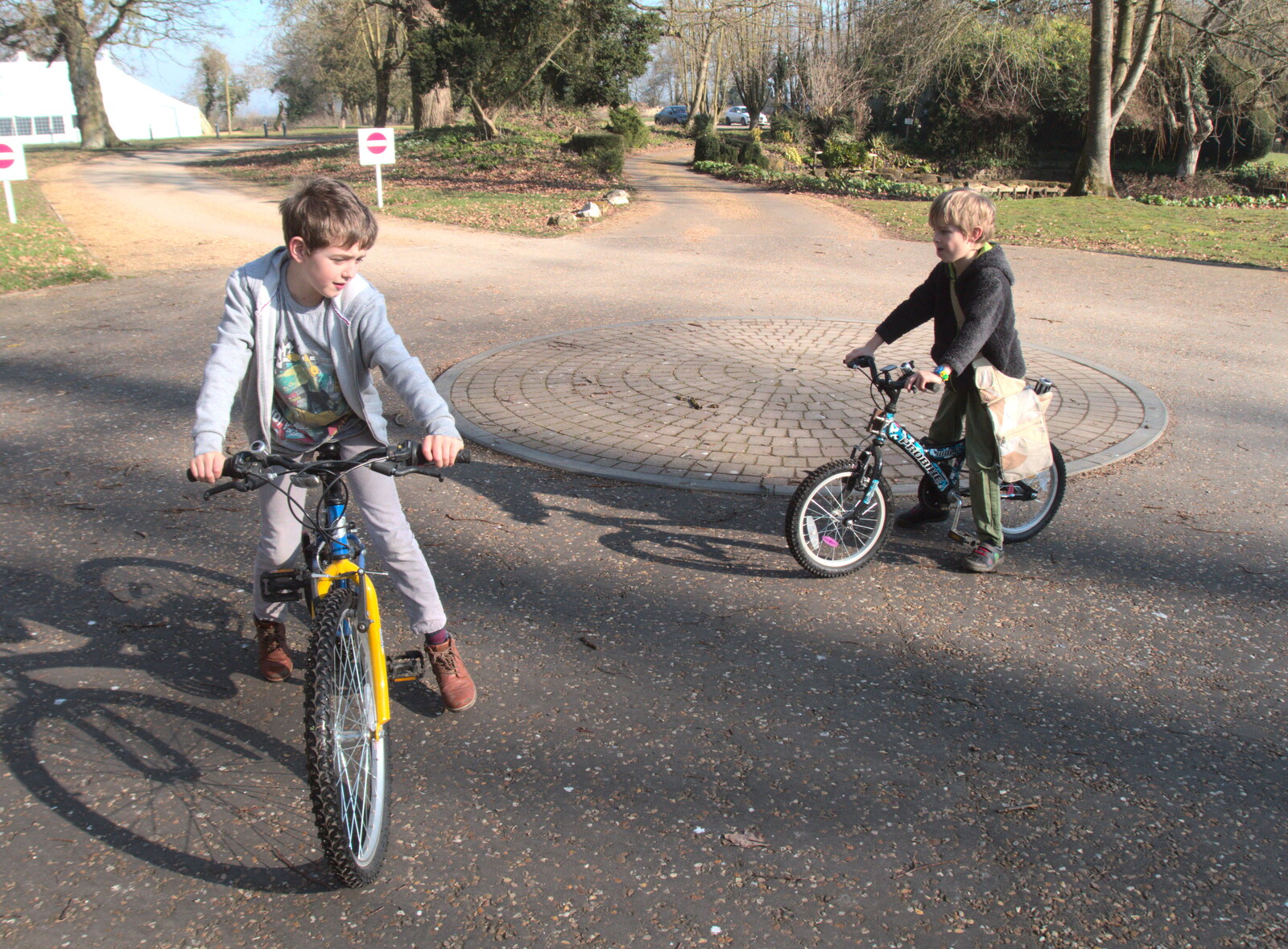 Fred and Harry on their bikes from Diss Express Photos and a Garden Den, Eye, Suffolk - 23rd February 2019